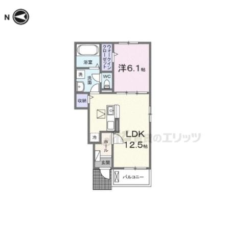 アルデバラン(1LDK/1階)の間取り写真