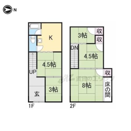 京阪電気鉄道京阪線 香里園駅 徒歩12分 2階建 築64年(5DK)の間取り写真