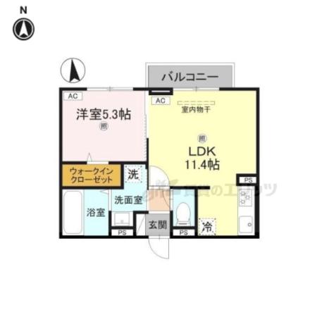 LUMIERE DU SOIR UN(1LDK/2階)の間取り写真