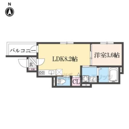 YUMAISON ウエスト(1LDK/3階)の間取り写真