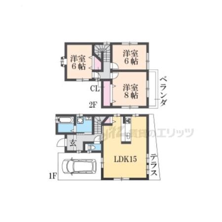 片町線 長尾駅(大阪) 徒歩48分 2階建 築24年(3LDK)の間取り写真
