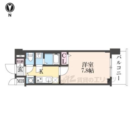 ファステート京都洛南エリーゼ(1K/3階)の間取り写真