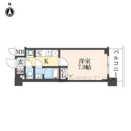 ファステート京都洛南エリーゼ(1K/4階)の間取り写真