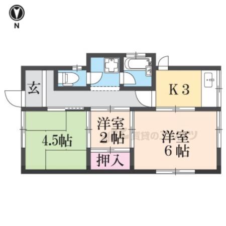 阪急電鉄京都線 東向日駅 バス乗車時間:15分 灰方バス停で下車 徒歩2分 1階建 築58年(3K)の間取り写真