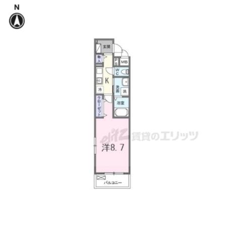 クレール蒼天(1K/2階)の間取り写真