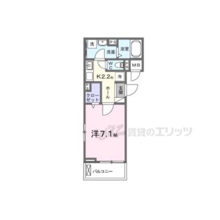 ラフレシール ウエスト(1K/2階)の間取り写真
