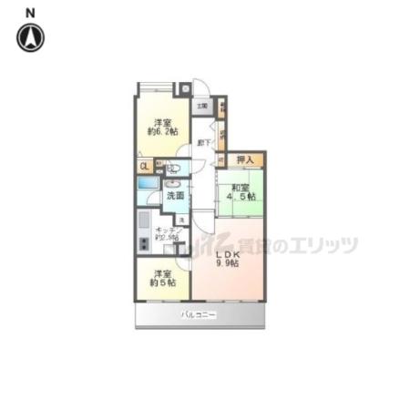 ライオンズマンション奈良帝塚山(3LDK/2階)の間取り写真