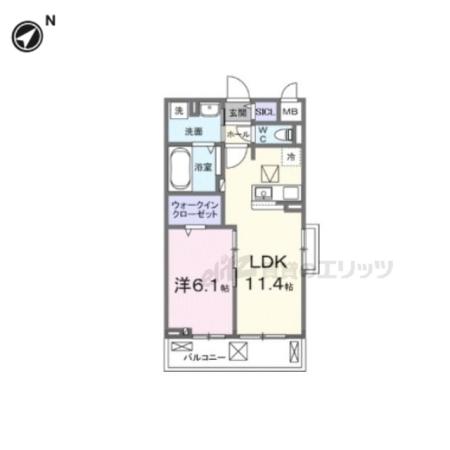 岡アパート(1LDK/1階)の間取り写真