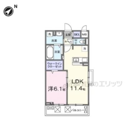 岡アパート(1LDK/2階)の間取り写真