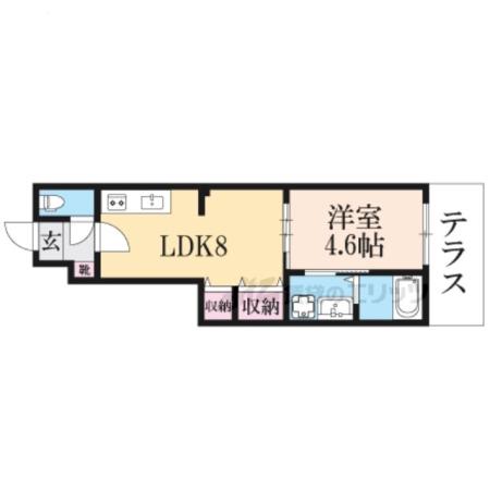 草津市草津3丁目アパート(1LDK/1階)の間取り写真