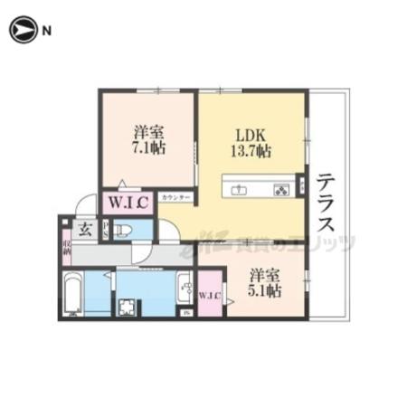 GRAMM桃山筑前(2LDK/1階)の間取り写真