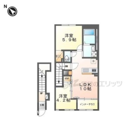 椥辻アパート(2LDK/2階)の間取り写真
