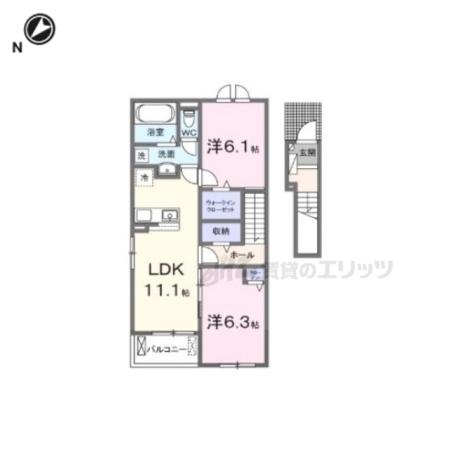 セイバリープリムローズ(2LDK/2階)の間取り写真