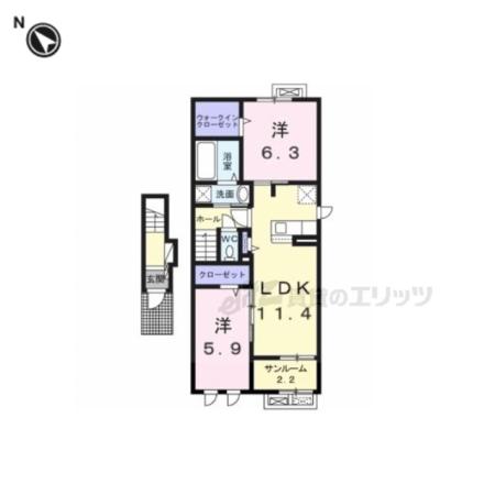 アストラル グレア(2LDK/1階)の間取り写真
