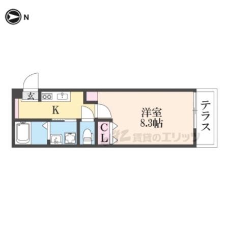NEXT LIFE 太秦野元(1K/1階)の間取り写真