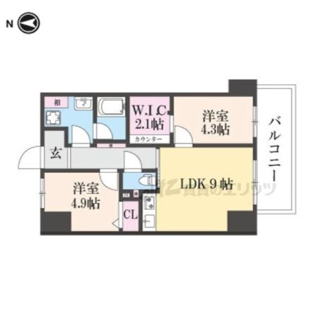 ハイライン(1LDK/5階)の間取り写真