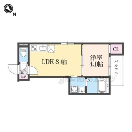LIX京都桂川(1LDK/2階)の間取り写真