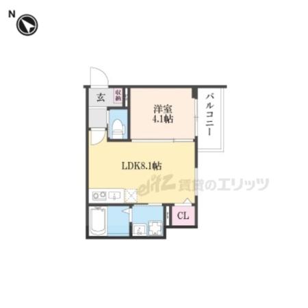 LIX京都桂川(1LDK/4階)の間取り写真