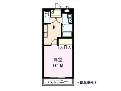 サニーレイク(1DK/1階)の間取り写真