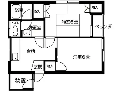 ウエストパーク(2DK/2階)の間取り写真