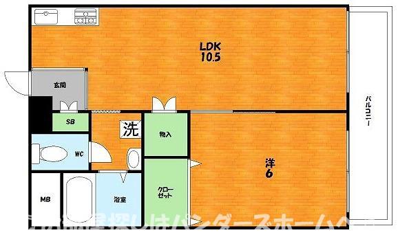 アクロポリス有馬(1LDK/6階)の間取り写真