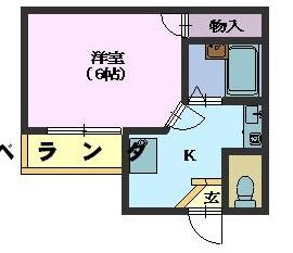 クレストMK穂波(1K/4階)の間取り写真