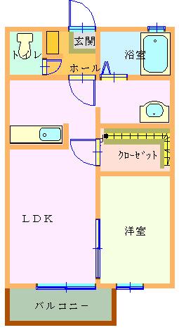 エスポワールヴィラ(1LDK/2階)の間取り写真