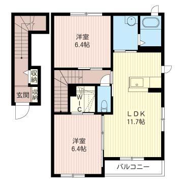 ウヴェール・メゾン安塚E(2LDK/2階)の間取り写真