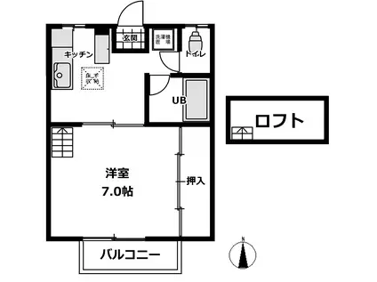 ジュネス古川(1K/1階)の間取り写真