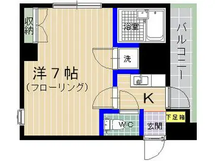 スカイライフ若宮(1K/4階)の間取り写真
