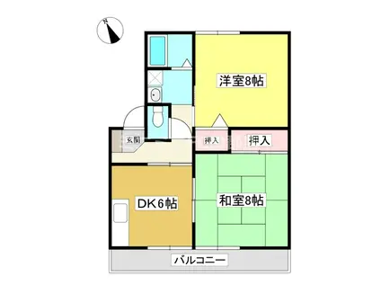 サンハイツ北上松(2DK/3階)の間取り写真