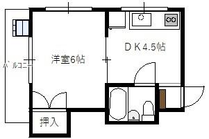 大方マンション(1DK/5階)の間取り写真