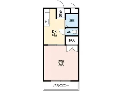 ビューコートKF(1DK/4階)の間取り写真
