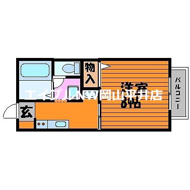 コーポ橋本(1K/2階)の間取り写真