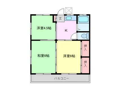 ハイツ博寿(3K/1階)の間取り写真