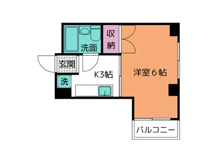 第2久能ビル(1K/4階)の間取り写真