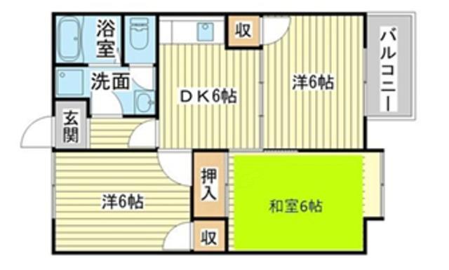 アンバーパール(2LDK/2階)の間取り写真