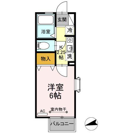 シンフォニー(1K/1階)の間取り写真