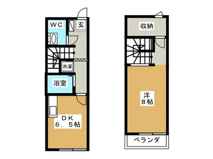 メゾネット藤が丘(1DK/1階)の間取り写真