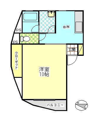 プリンセス(1K/1階)の間取り写真