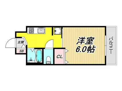 ロールス塚口I(1K/4階)の間取り写真