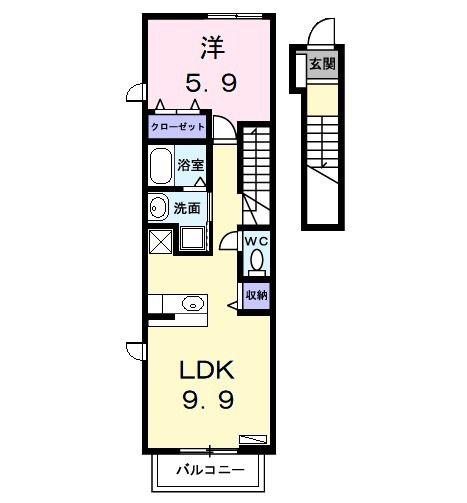 マーベラスA(1LDK/2階)の間取り写真