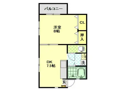 レイグランデ A棟(1DK/2階)の間取り写真