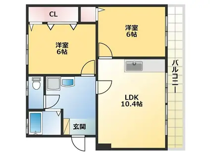 モナフォレスト(2LDK/4階)の間取り写真