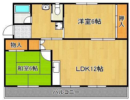 ヴィラナリー中間II3号棟(2LDK/4階)の間取り写真