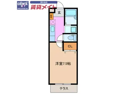 サクシード栗真(1K/1階)の間取り写真