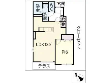 ジェルメ86VI(1LDK/1階)の間取り写真