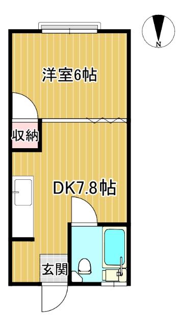 シャトー泉(1DK/2階)の間取り写真
