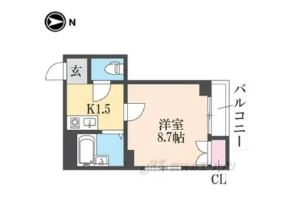 ヴェルメゾン山階(1K/4階)の間取り写真