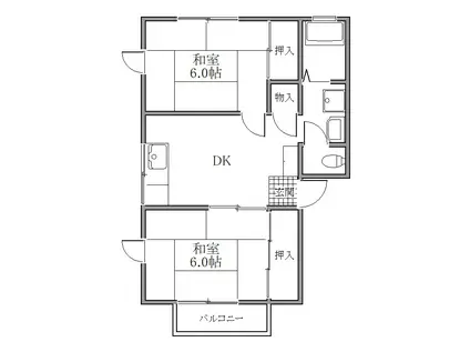 レジデンス芳賀(2DK/2階)の間取り写真